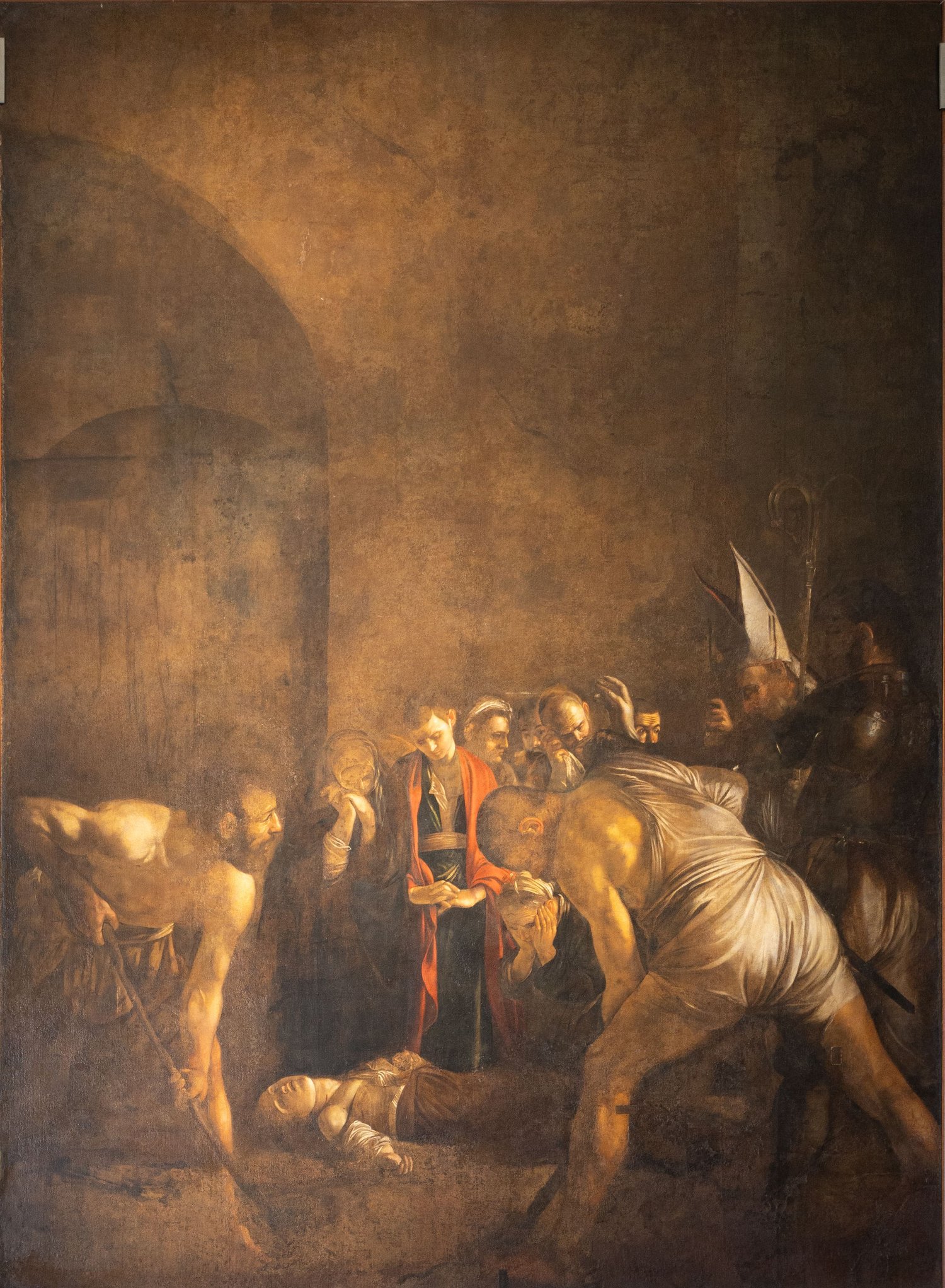 Caravaggio, Seppellimento di Santa Lucia, 1608, olio su tela, 408 x 300 cm. Siracusa, Basilica di Santa Lucia al Sepolcro.