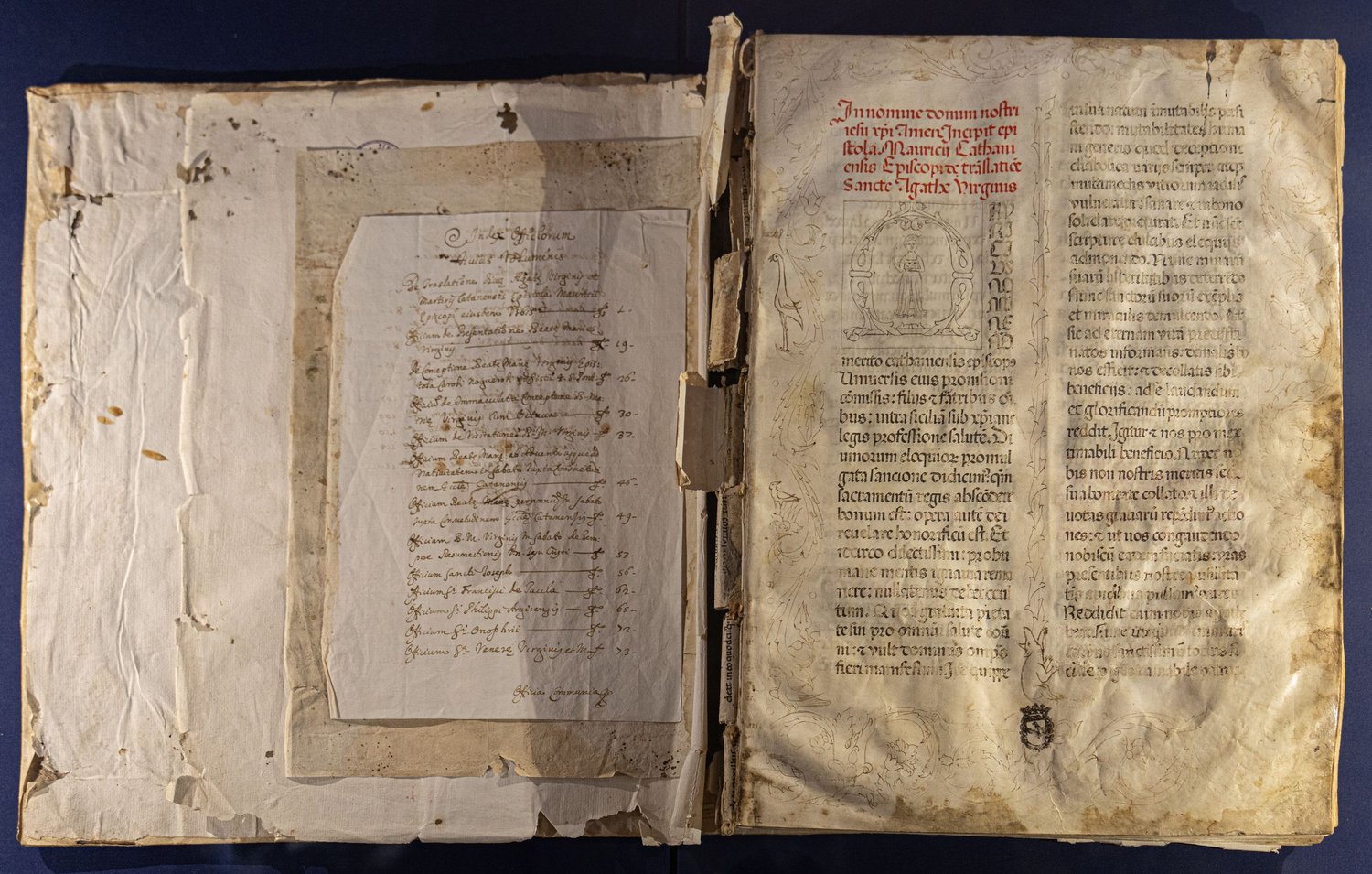 Codice con l'Epistola del vescovo Maurizio sulla traslazione delle reliquie di Sant'Agata (1126). Catania, 2026.
